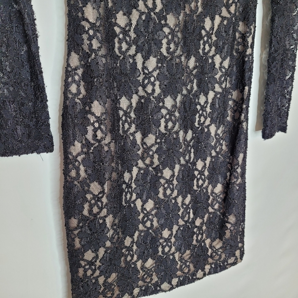 Zara Black Lace Flower Embroidered Dress - Picture 6 of 12
